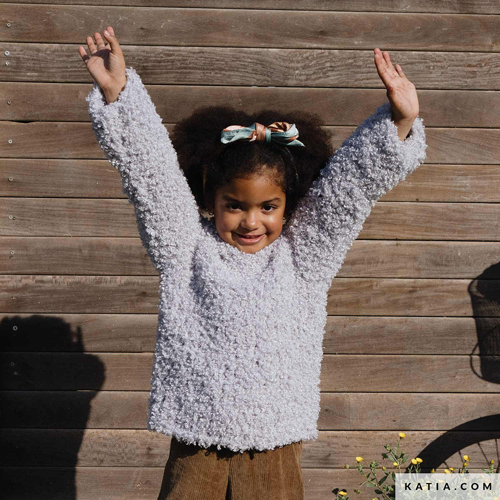 Katia WOW - Loopy 162 Malachiet - Patroon breien haken kinderen trui herfst winter katia — gemaakt met Katia WOW - Loopy