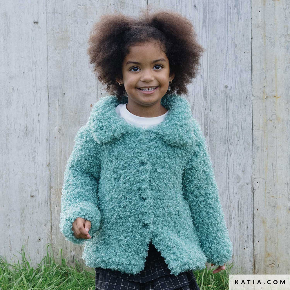 Katia WOW - Loopy 162 Malachiet - Patroon breien haken kinderen jas herfst winter katia — gemaakt met Katia WOW - Loopy (6)