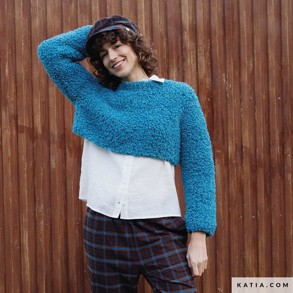 Katia WOW - Loopy 162 Malachiet - Patroon breien haken dames trui herfst winter katia — gemaakt met Katia WOW - Loopy (2)