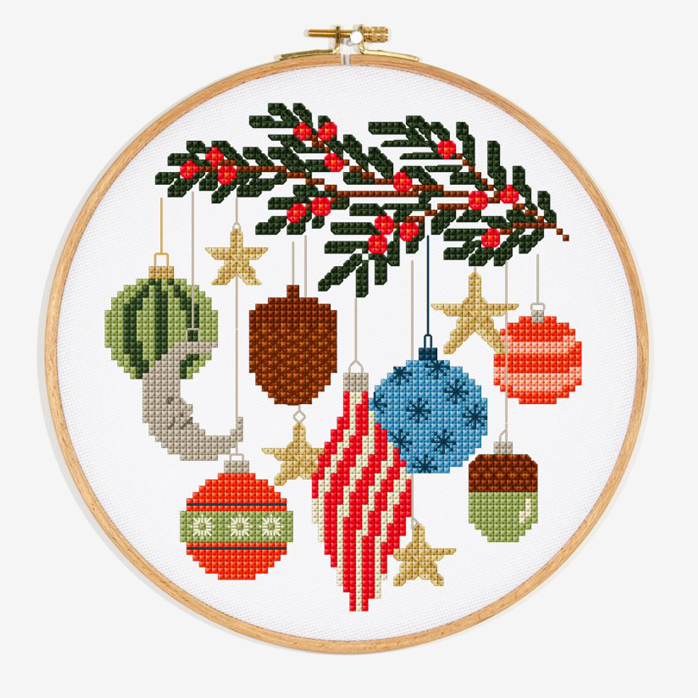 Kerstballen Kruisteek Borduurpatroon (2)