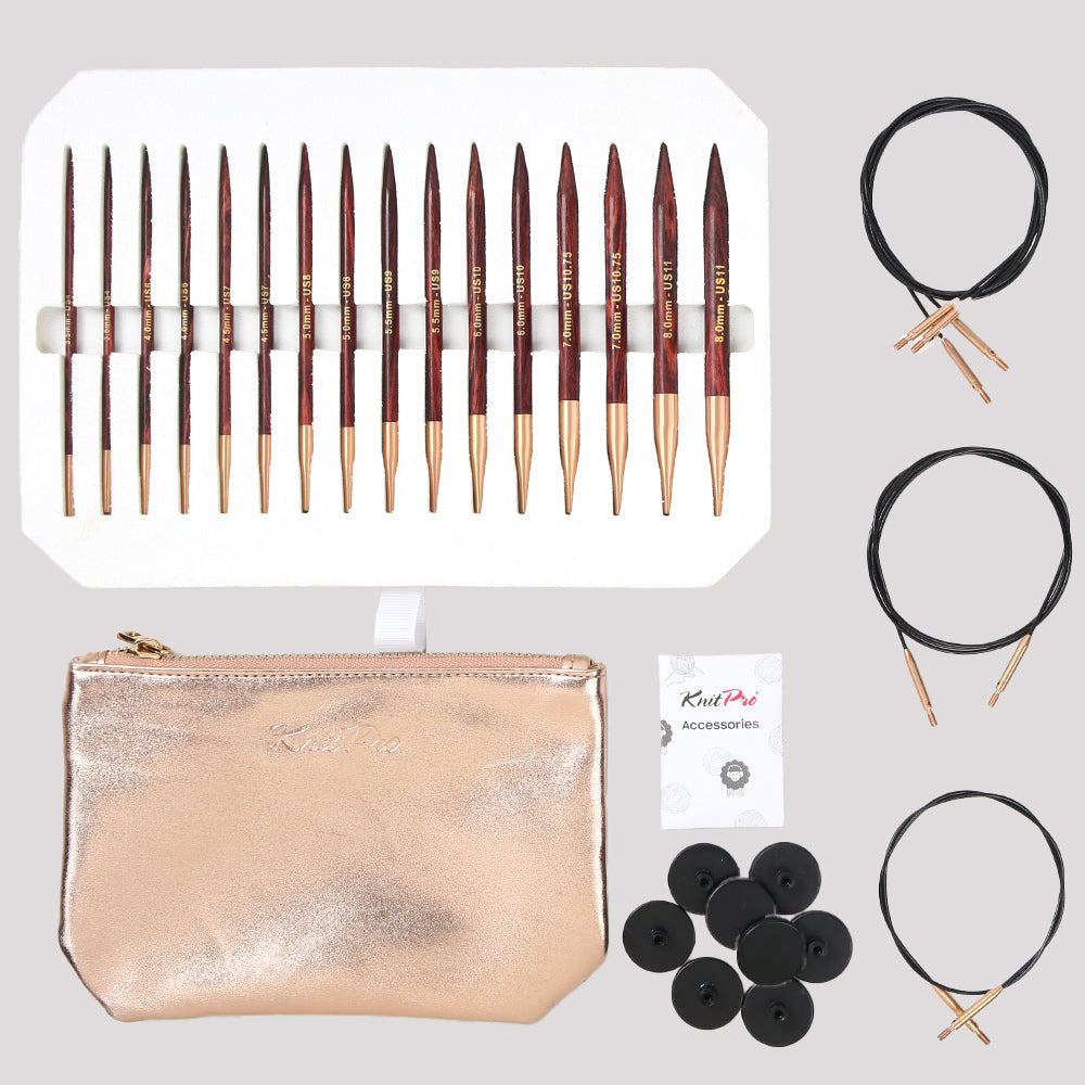Knitpro gift set symfonie breinaalden mm accessoires — gemaakt met KnitPro Symfonie Rose Verwisselbare Naaldenset Deluxe