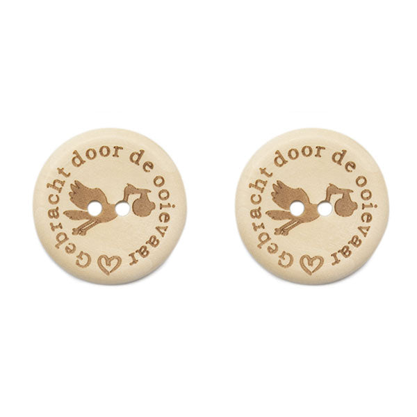 Durable Houten Knopen Gebracht Door De Ooievaar 30mm 2 stuks