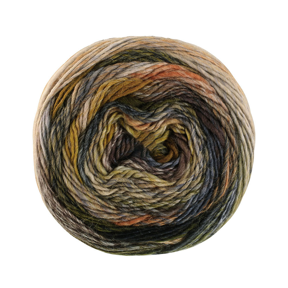 Lana Grossa Colorissimo 215 Oranjebruin,Zilver,Lichtgrijs,Lichtbeige,Blauw,Staalgrijs,Mos,Bosgroen