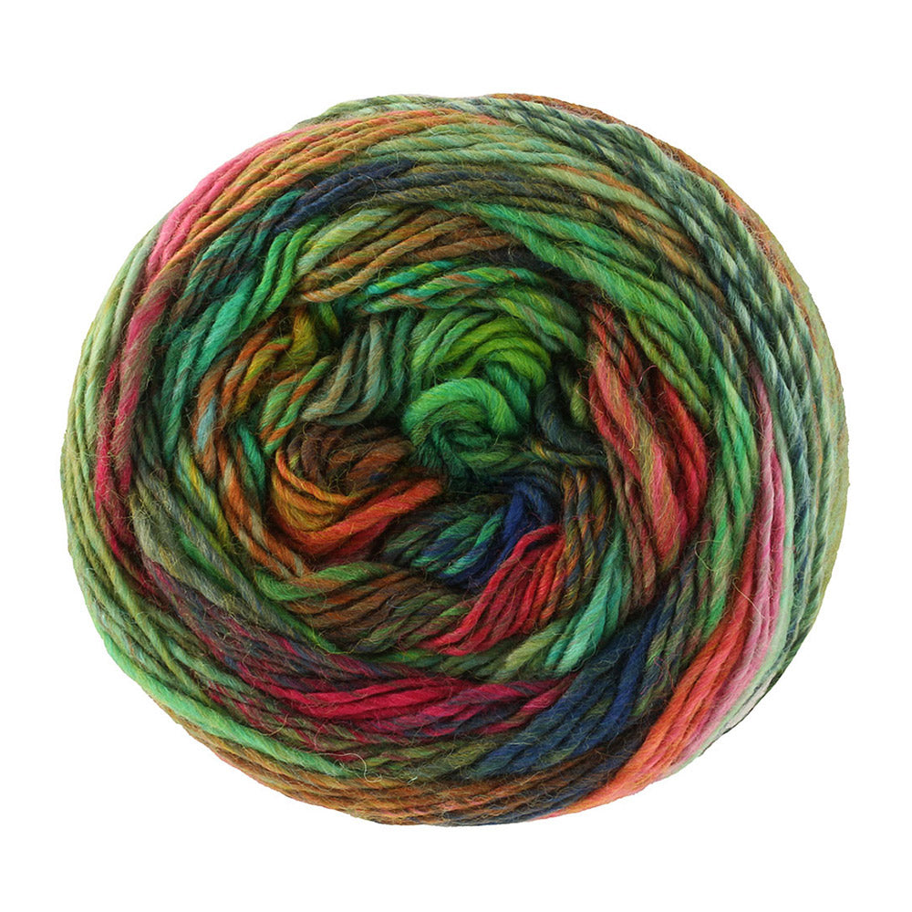 Lana Grossa Colorissimo 221 Jade/Olijf/Wijnrood/Roest/Rood/Nacht-/Donkerblauw/Geelgroen