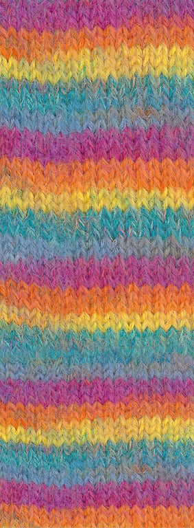 Meilenweit cosy socks multi stripes lana grossa — gemaakt met Lana Grossa Cosy Socks Multi Stripes - Lana Grossa Cosy Socks Multi Stripes 151 Petrol/Rookblauw/Fuchsia/Oranje/Geel