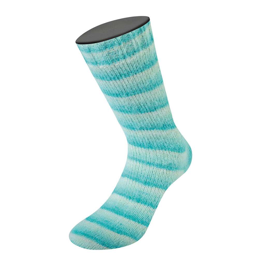 Meilenweit cosy socks soft stripes lana grossa — gemaakt met Lana Grossa Cosy Socks Soft Stripes (2) - Lana Grossa Cosy Socks Soft Stripes 102 Jade/Licht-/Witgroen/Ruw wit