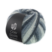 Lana Grossa Cosy Socks Soft Stripes 104 Antraciet/Donker-/Muis-/Lichtgrijs