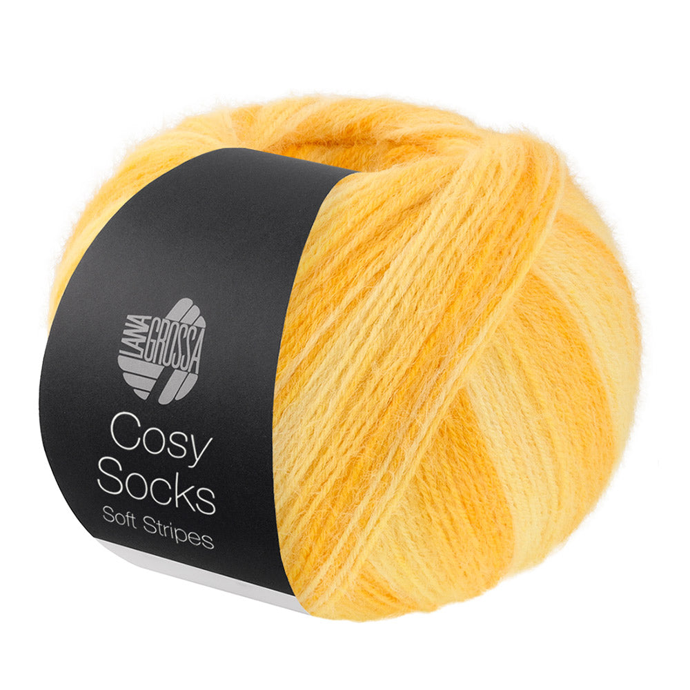 Lana Grossa Cosy Socks Soft Stripes 111 Geel/Eigeel-/Saffraangeel