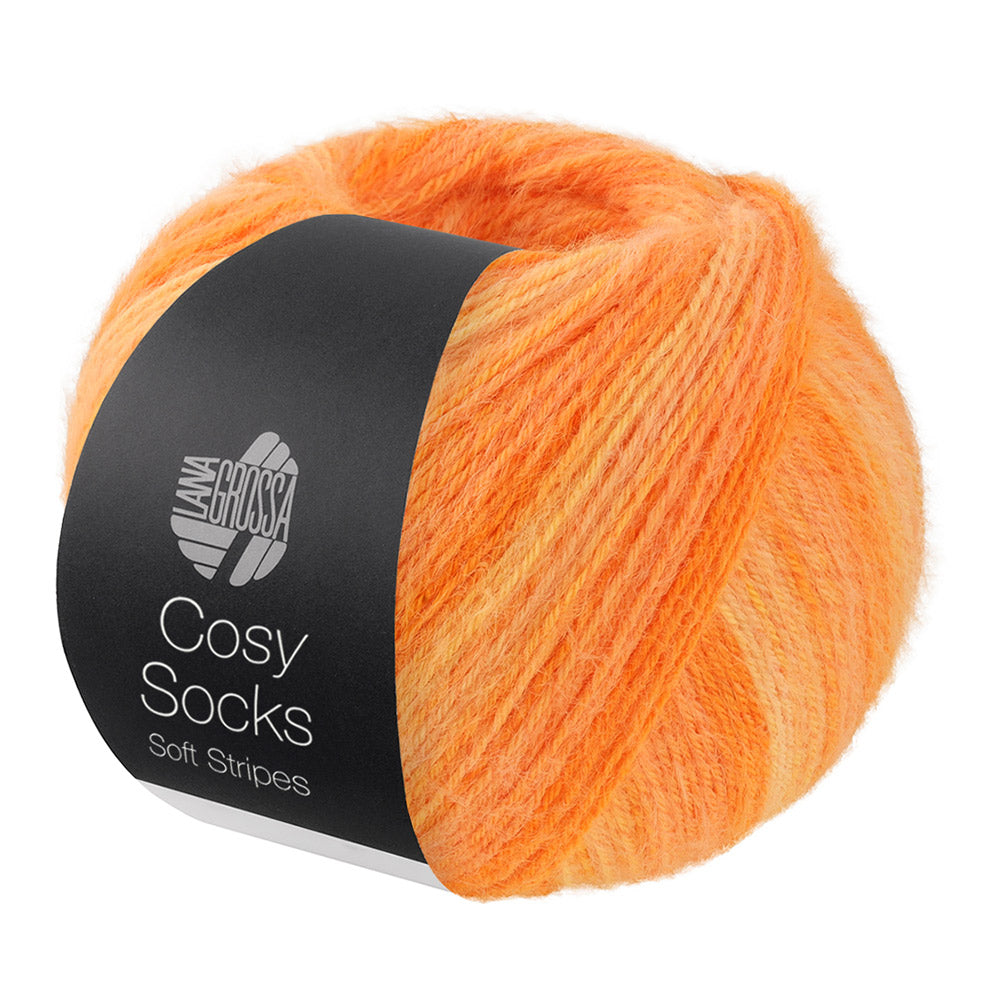 Lana Grossa Cosy Socks Soft Stripes 112 Lichtoranje/Mandarijn/Oranje