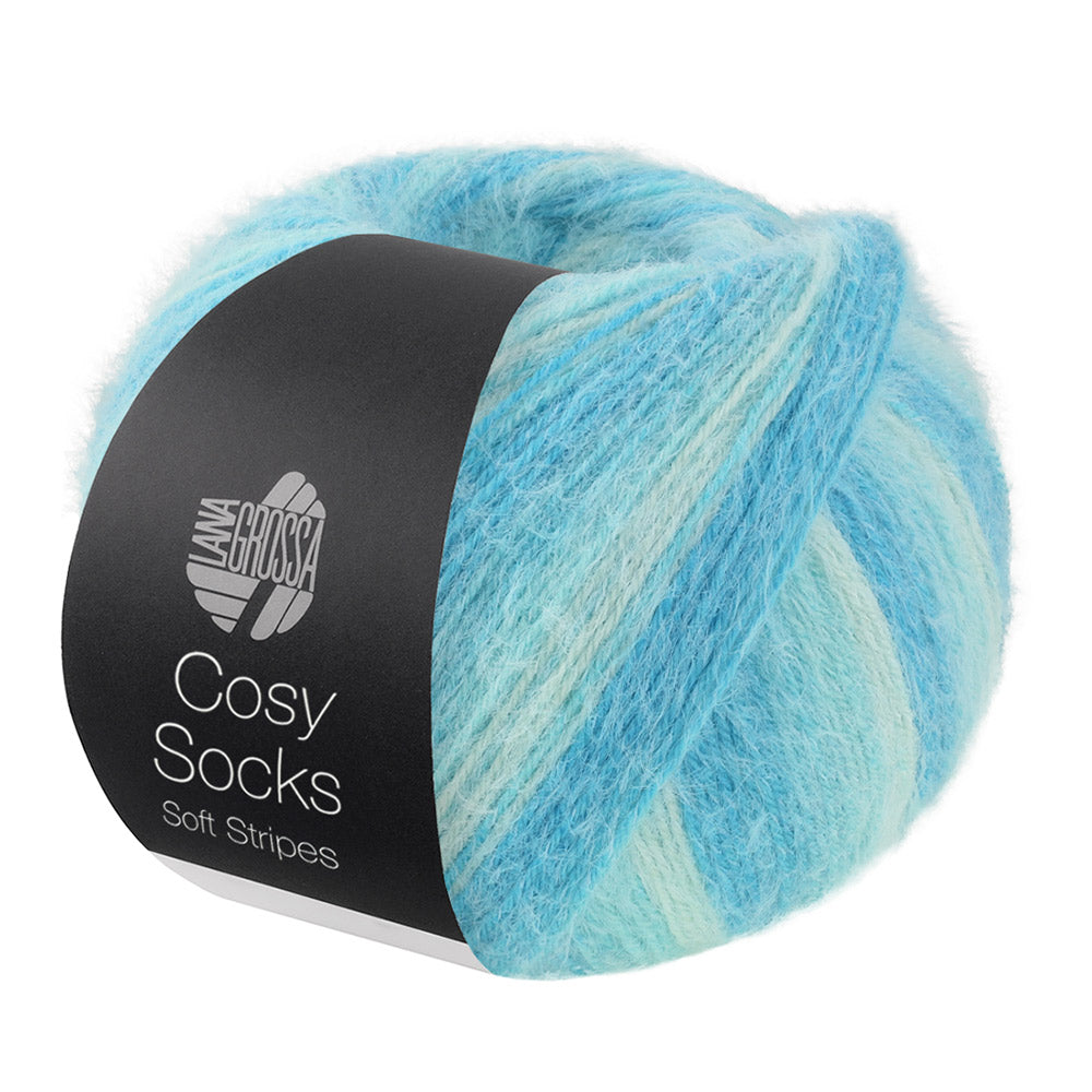Lana Grossa Cosy Socks Soft Stripes 115 Mint/Lichtturquoise/Turquoise