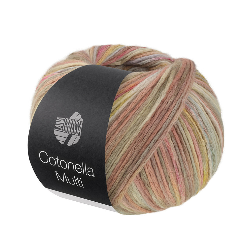 Lana Grossa Cotonella Multi 113 Zandbeige/vanille/lichtblauw/roze/pink/naturelbont