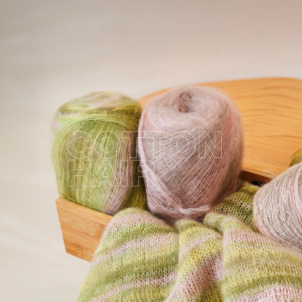 Cottonhair — sfeerbeeld met Lana Grossa Cottonhair - Lana Grossa Cottonhair 106 Omber/bes/okergeel/oudroze/roze/fuchsia/rookblauw