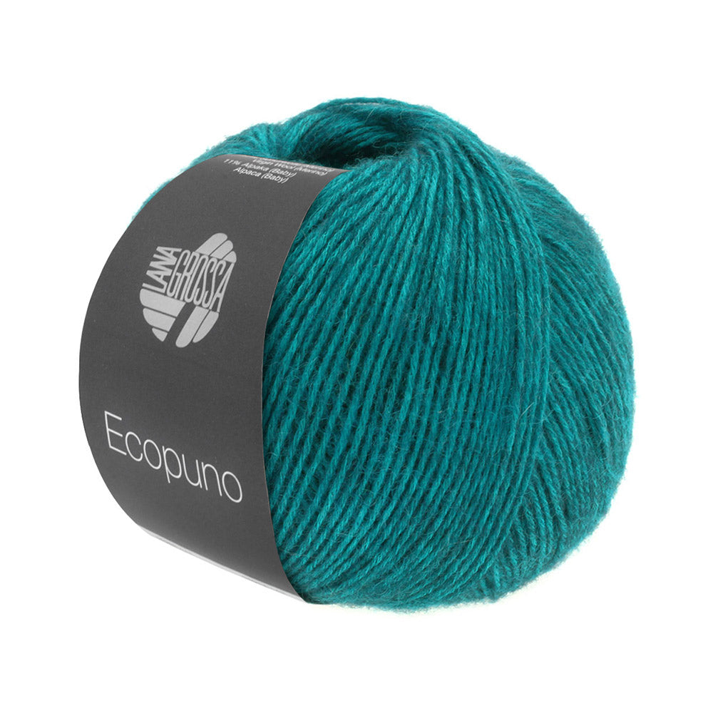 Bol Lana Grossa Ecopuno 012 Petrol met zachte katoen-, merino- en alpacavezels