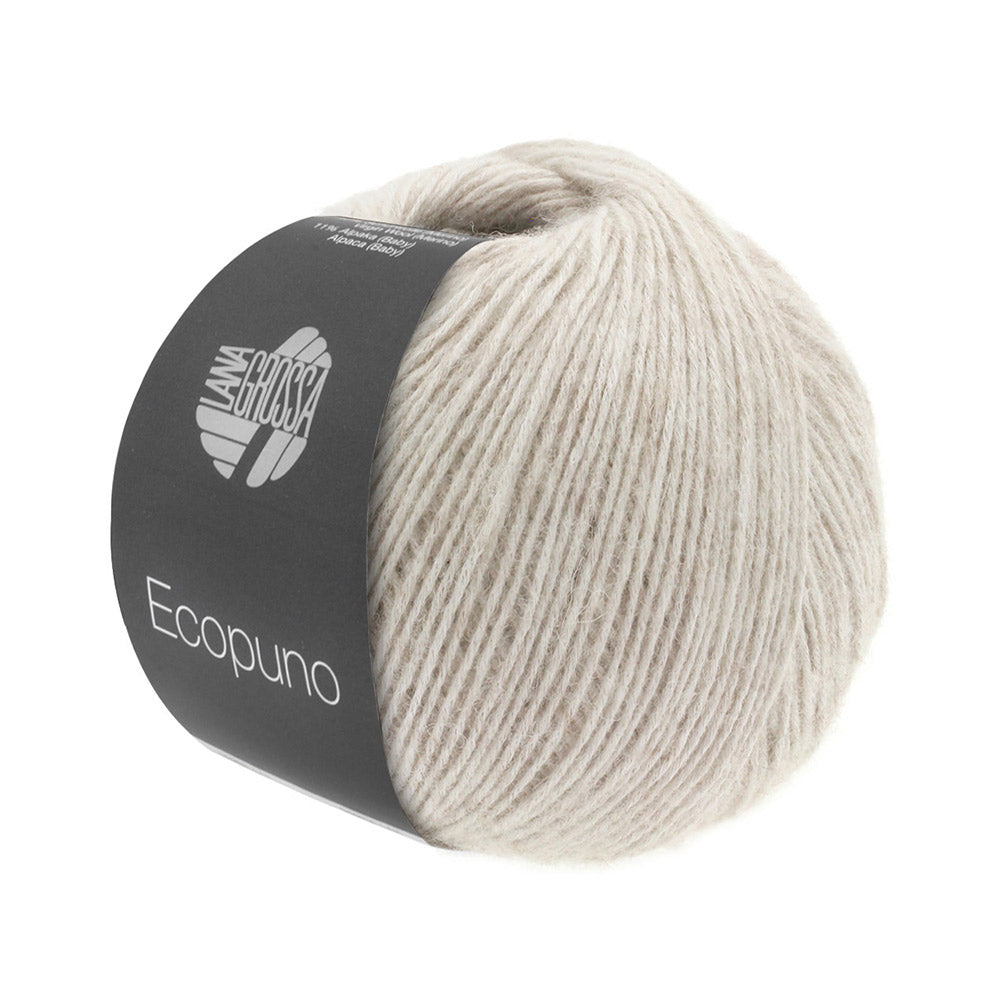 Bol Lana Grossa Ecopuno 018 Lichtgrijs met zachte katoen-, merino- en alpacavezels