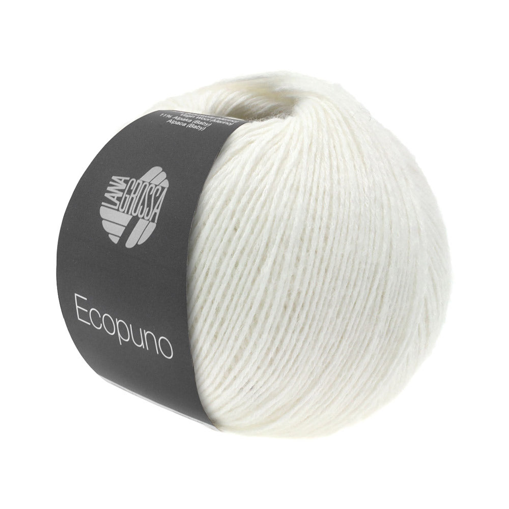 Bol Lana Grossa Ecopuno 026 Wit met zachte katoen-, merino- en alpacavezels