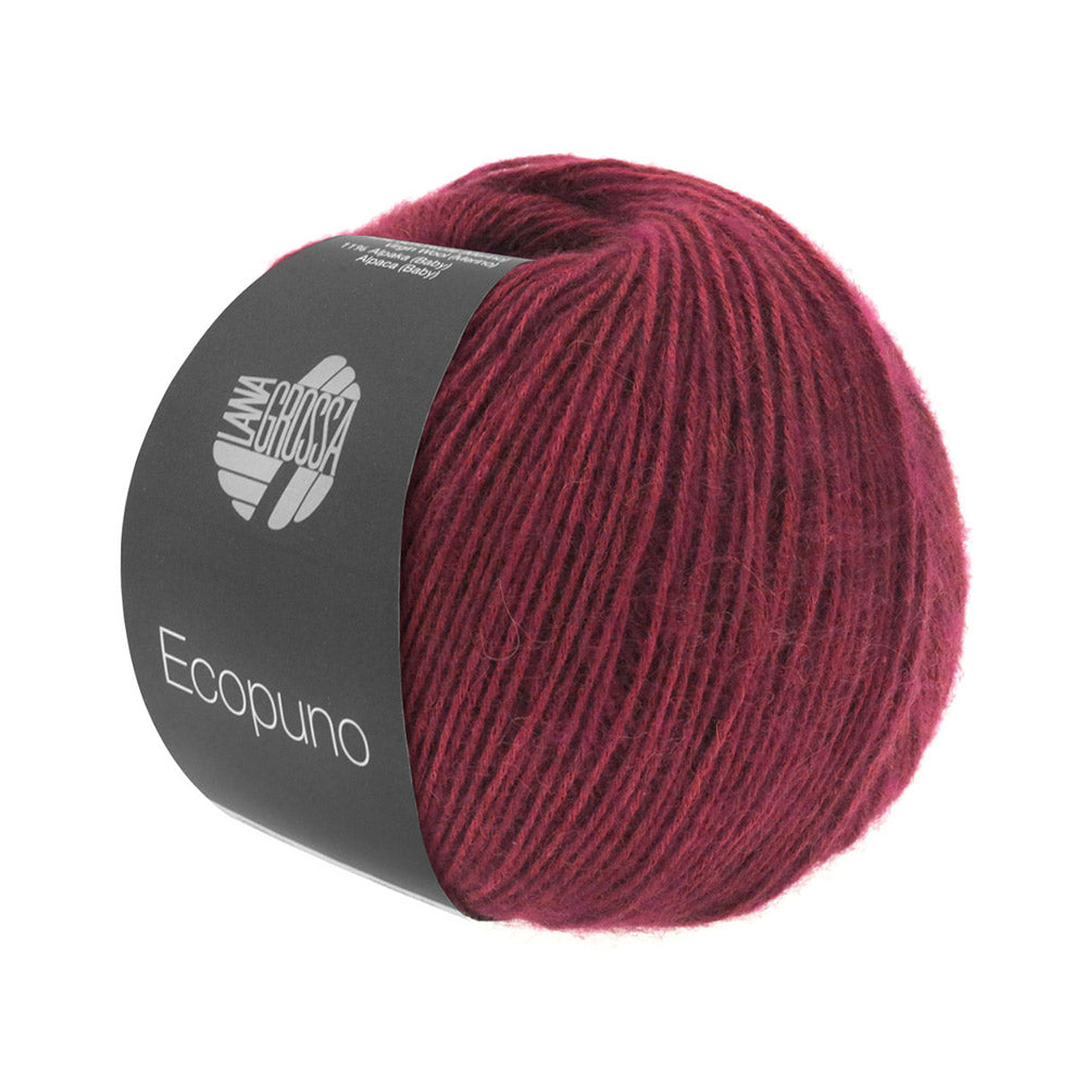 Bol Lana Grossa Ecopuno 035 Bordeaux met zachte katoen-, merino- en alpacavezels