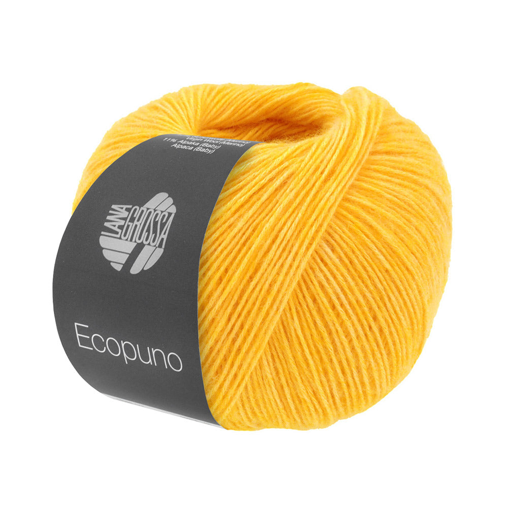 Bol Lana Grossa Ecopuno 095 Geel met zachte katoen-, merino- en alpacavezels