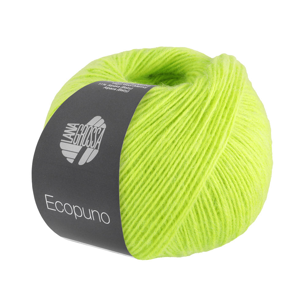 Bol Lana Grossa Ecopuno 096 Neongroen met zachte katoen-, merino- en alpacavezels