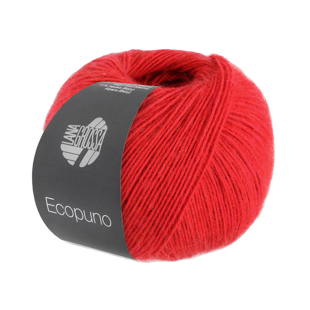 Bol Lana Grossa Ecopuno 100 Rood met zachte katoen-, merino- en alpacavezels