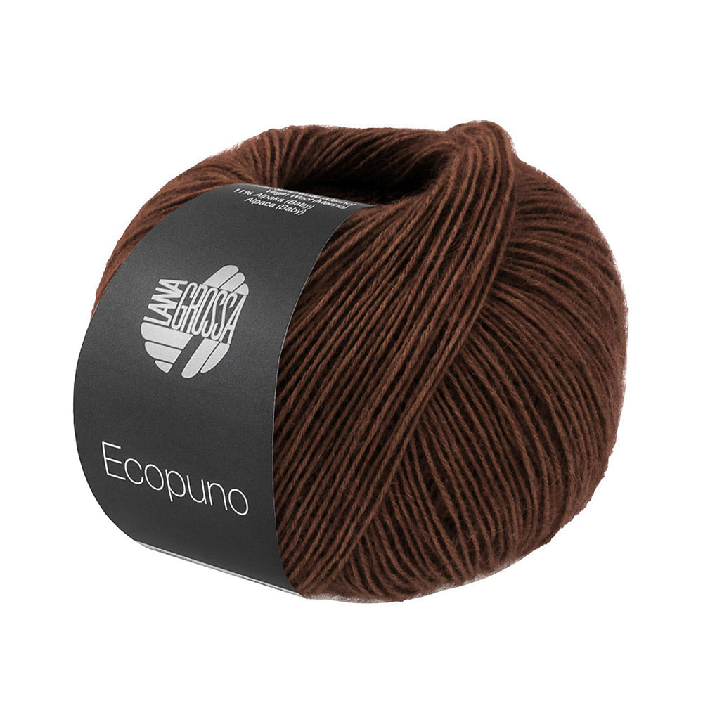 Bol Lana Grossa Ecopuno 224 Chocoladebruin met zachte katoen-, merino- en alpacavezels