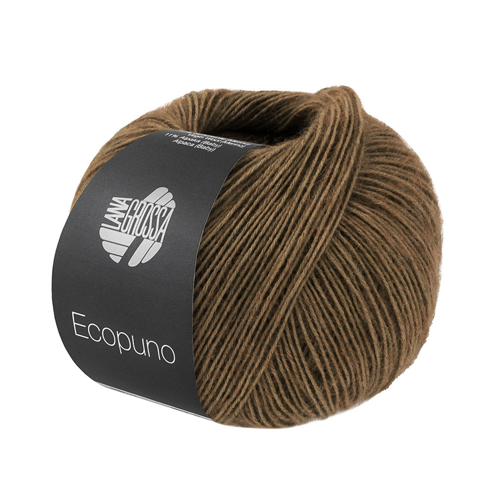 Bol Lana Grossa Ecopuno 227 Leembruin met zachte katoen-, merino- en alpacavezels