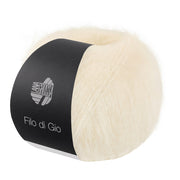 Bol Lana Grossa Filo Di Gio Crème met zacht pluizig mohairgaren - Lana Grossa Filo Di Gio 001 Crème