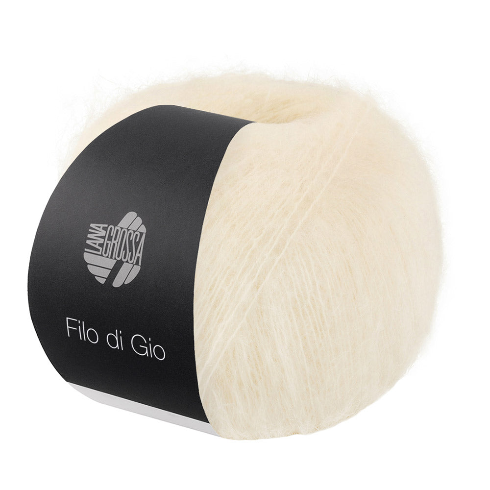 Bol Lana Grossa Filo Di Gio Crème met zacht pluizig mohairgaren - Lana Grossa Filo Di Gio 001 Crème