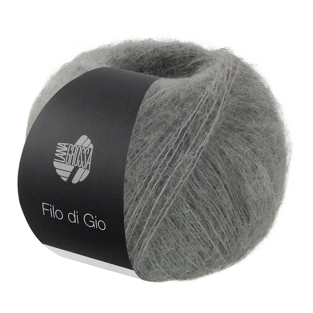 Bol Lana Grossa Filo Di Gio Grijs met zacht pluizig mohairgaren - Lana Grossa Filo Di Gio 007 Grijs