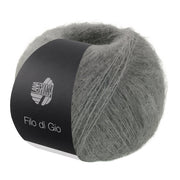 Bol Lana Grossa Filo Di Gio Grijs met zacht pluizig mohairgaren - Lana Grossa Filo Di Gio 007 Grijs