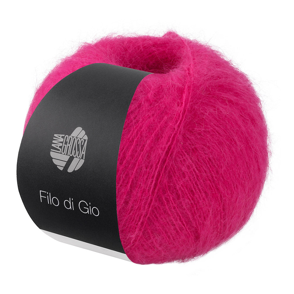 Bol Lana Grossa Filo Di Gio Fuchsia met zacht pluizig mohairgaren - Lana Grossa Filo Di Gio 014 Fuchsia