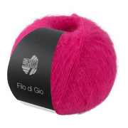 Bol Lana Grossa Filo Di Gio Fuchsia met zacht pluizig mohairgaren - Lana Grossa Filo Di Gio 014 Fuchsia