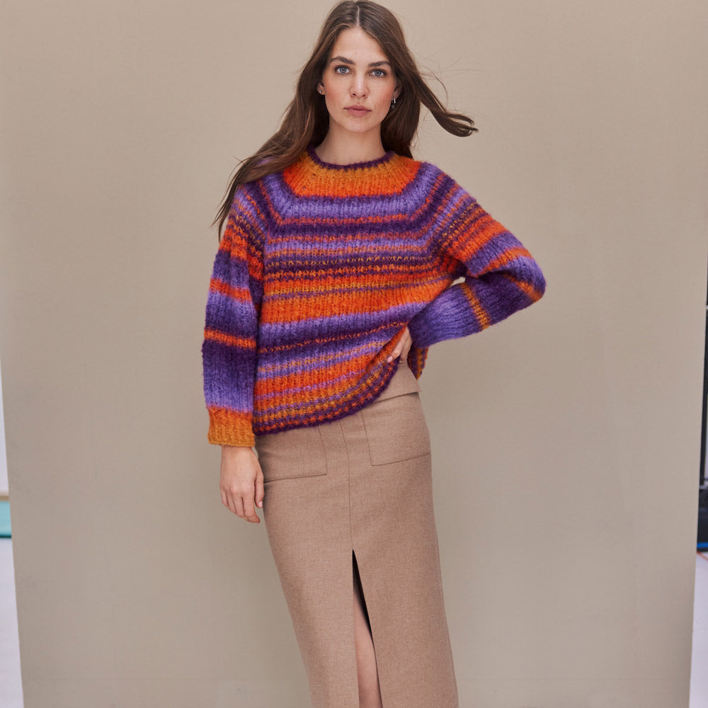 Gigante — gemaakt met Lana Grossa Gigante (12) - Lana Grossa Gigante 002 Donkerviolet/Geel/Grijspaars/Oranje/Blauwviolet