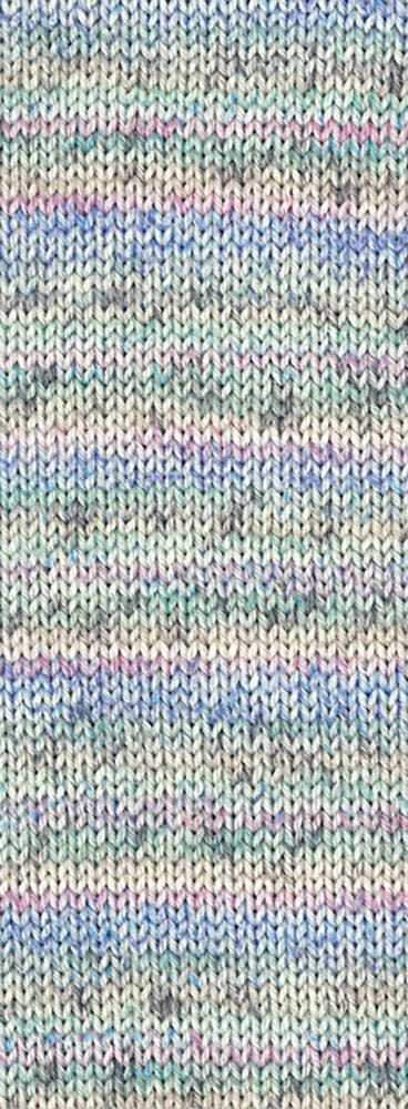 Bol Lana Grossa Meilenweit 100 Merino Extrafine Mountain 7601 in blauw/lila/mint/licht-/donkergrijs gestreept - Lana Grossa Meilenweit 100 Merino Extrafine Mountain 7601 Blauw/Lila/Mint/Licht-/Donkergrijs gestreept