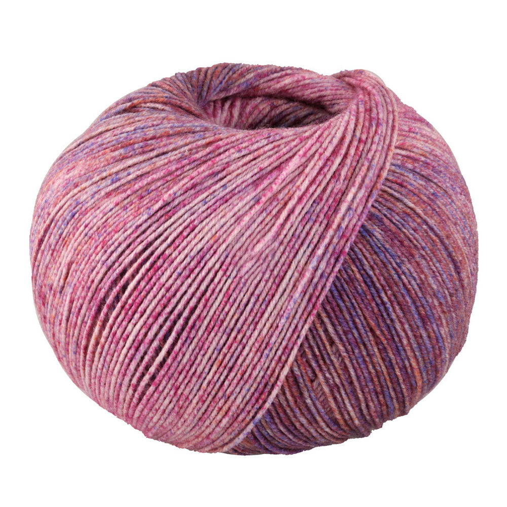 Lana Grossa Meilenweit 100 Merino Extrafine Shades 7224 bol sokkengaren in roze, oker, blauwviolet en donkerrood - Lana Grossa Meilenweit 100 Merino Extrafine Shades 7224 Roze/Roze/Oker/Blauwviolet/Donkerrood