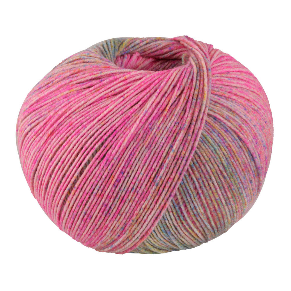Lana Grossa Meilenweit 100 Merino Extrafine Shades 7226 bol sokkengaren in roze, abrikoos, turquoise en lichtgeel - Lana Grossa Meilenweit 100 Merino Extrafine Shades 7226 Roze/Abrikoos/Turquoise/Lichtgeel