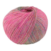 Lana Grossa Meilenweit 100 Merino Extrafine Shades 7226 bol sokkengaren in roze, abrikoos, turquoise en lichtgeel - Lana Grossa Meilenweit 100 Merino Extrafine Shades 7226 Roze/Abrikoos/Turquoise/Lichtgeel
