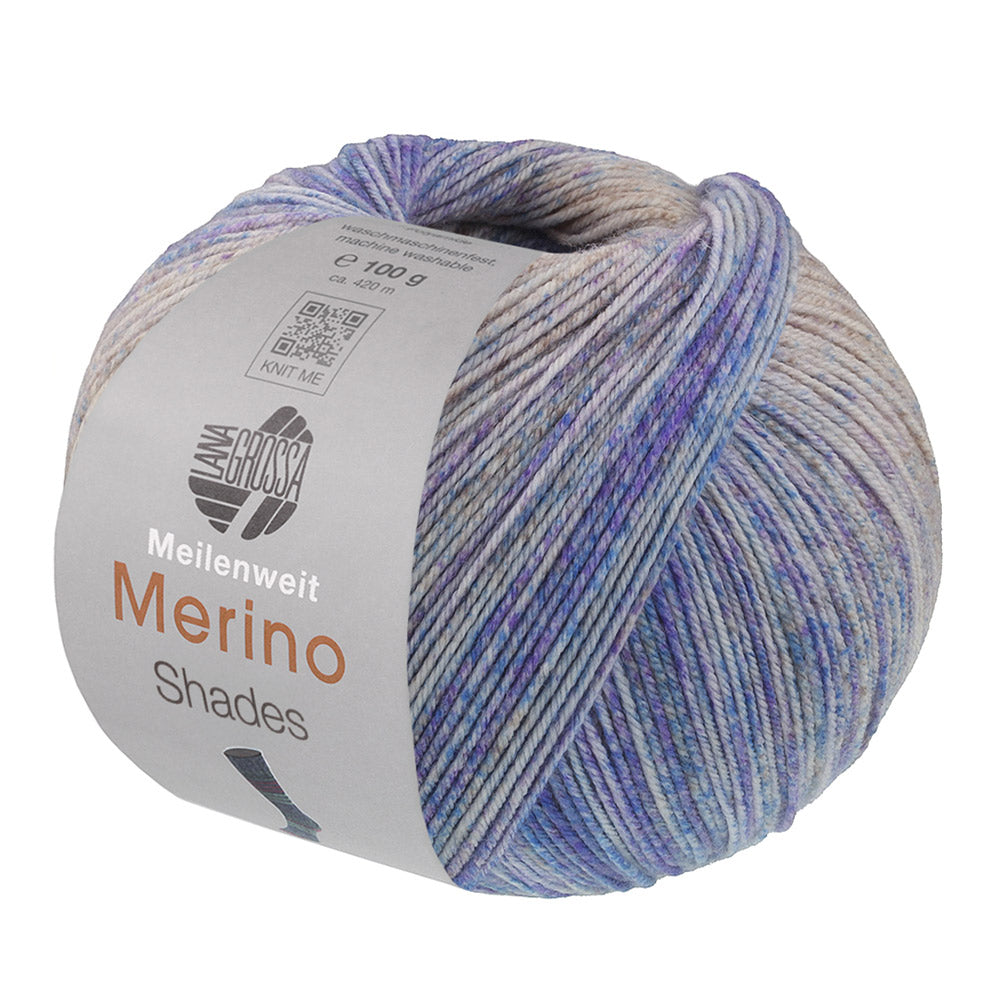 Lana Grossa Meilenweit 100 Merino Extrafine Shades 7233 bol sokkengaren in lichtgrijs, beige, marine, blauw en roodviolet - Lana Grossa Meilenweit 100 Merino Extrafine Shades 7233 Lichtgrijs/Beige/Marine/Blauw/Roodviolet