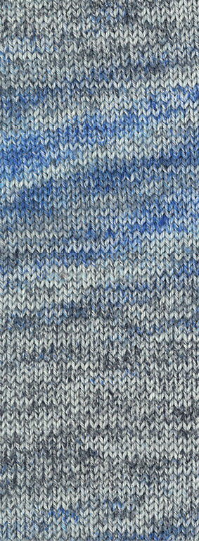 Kleurstaal van Lana Grossa Meilenweit 100 Merino Extrafine Shades 7235 in lichtgrijs, donkergrijs, lichtblauw, donkerblauw en nachtblauw - Lana Grossa Meilenweit 100 Merino Extrafine Shades 7235 Lichtgrijs/Donkergrijs/Lichtblauw/Donkerblauw/Nachtblauw