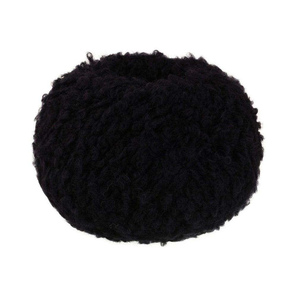 Lana Grossa Orsetto 0015 Zwart - productfoto van het bouclégaren in de bijbehorende kleur
