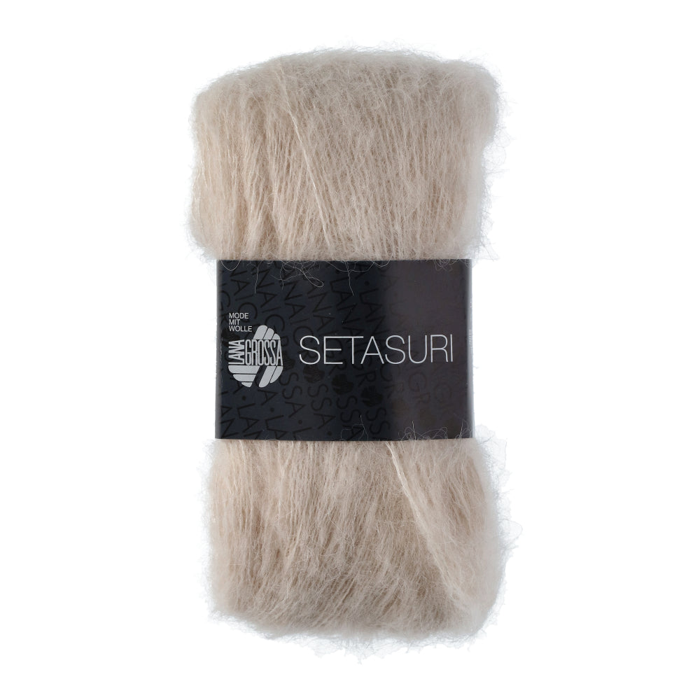 Lana Grossa Setasuri 002 Créme - bol zacht kantgaren van alpaca en zijde in de afgebeelde kleur