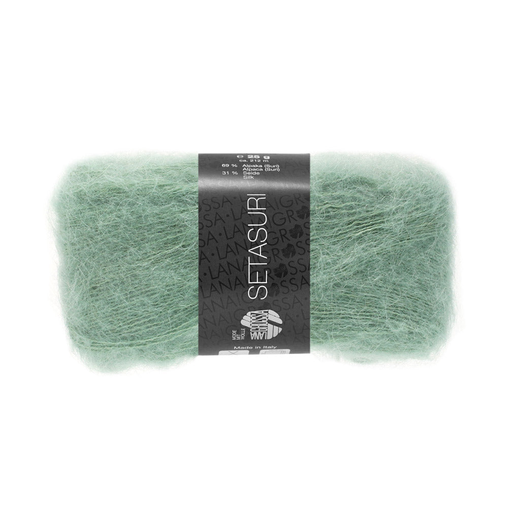 Lana Grossa Setasuri 041 Light Sea Green - bol zacht kantgaren van alpaca en zijde in de afgebeelde kleur