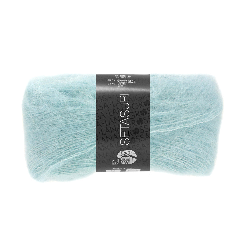 Lana Grossa Setasuri 043 Light Turquoise - bol zacht kantgaren van alpaca en zijde in de afgebeelde kleur