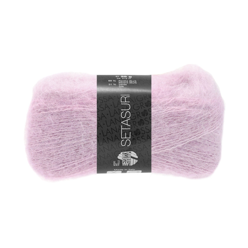 Lana Grossa Setasuri 047 Geranium Pink - bol zacht kantgaren van alpaca en zijde in de afgebeelde kleur