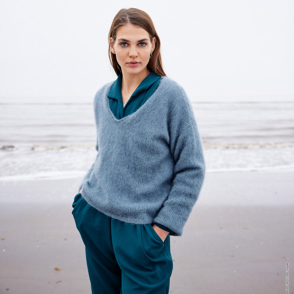 Lana Grossa Silkhair 198 Snoepjes Rood - damestrui met een comfortabele pasvorm en een fijn stekenbeeld