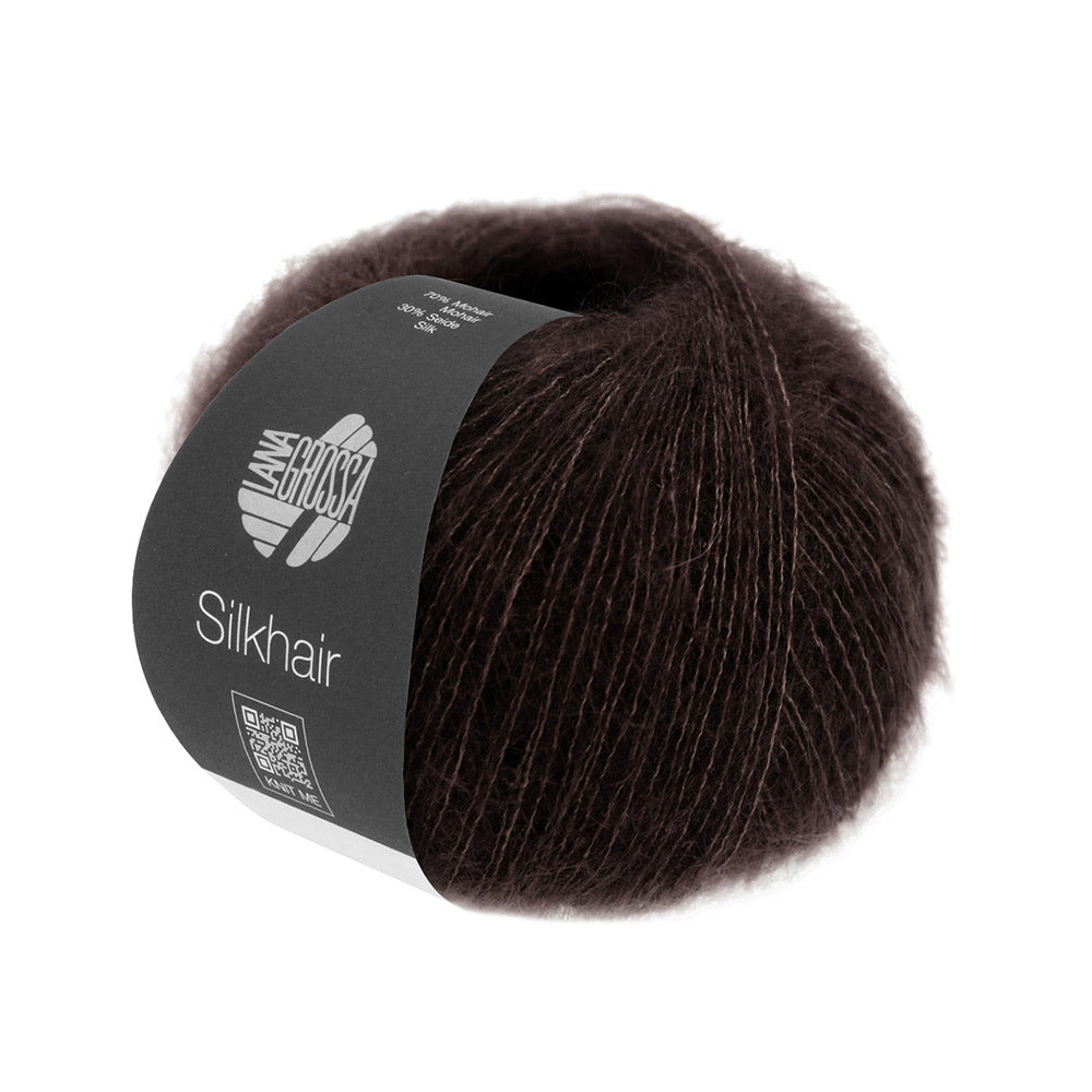 Lana Grossa Silkhair 209 Zwart Bruin - bol luxe mohair- en zijdegaren in de gekozen kleur
