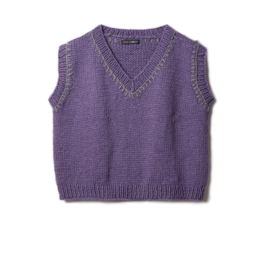 Lana Grossa Winter Softness 0011 Roestrood - model met een handgemaakt kledingstuk van Lana Grossa Winter Softness - Lana Grossa Winter Softness 028 Taupe
