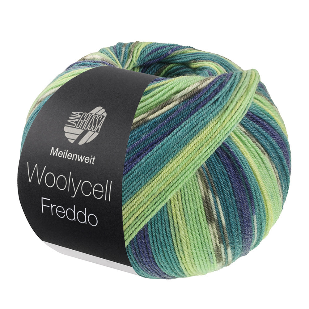 Lana Grossa Woolycell Freddo 6046 Petrol-/Nachtblauw/Petrol-/Lichtgroen/Jade/Donker-/Lichtgrijs