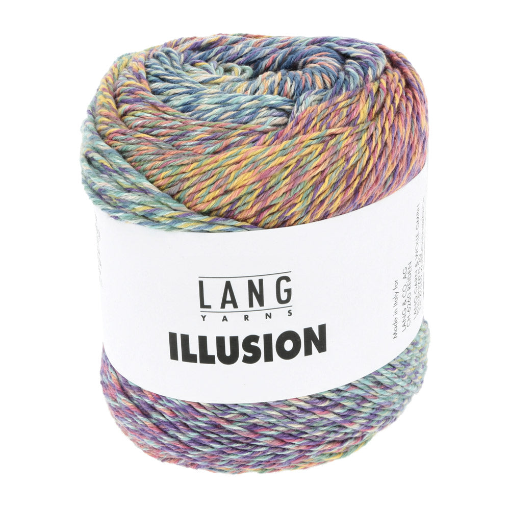 Lang Yarns Illusion 0002 Paars/Petrol/Geel/Lichtblauw