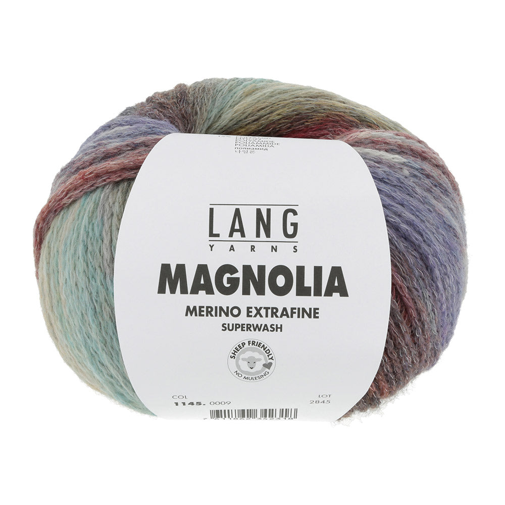 Lang Yarns Magnolia 009 Aubergine/Mosterdgeel/Rood