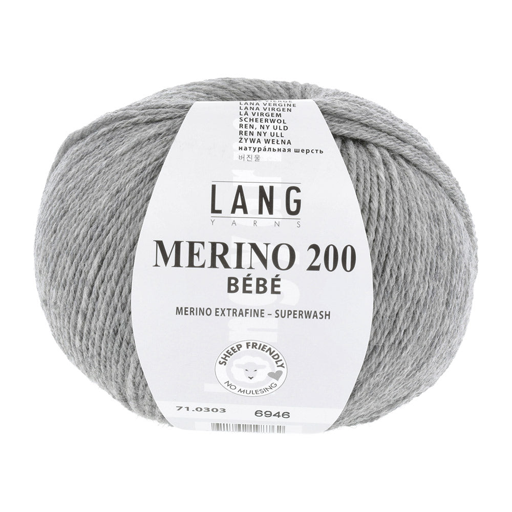 Lang Yarns Merino 200 Bebe 0303 Lichtgrijs Gemêleerd